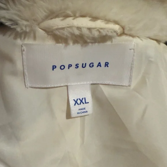 Popsugar Star Patterned Faux Fur Collared Coat XXL EUC - Picture 8 of 11